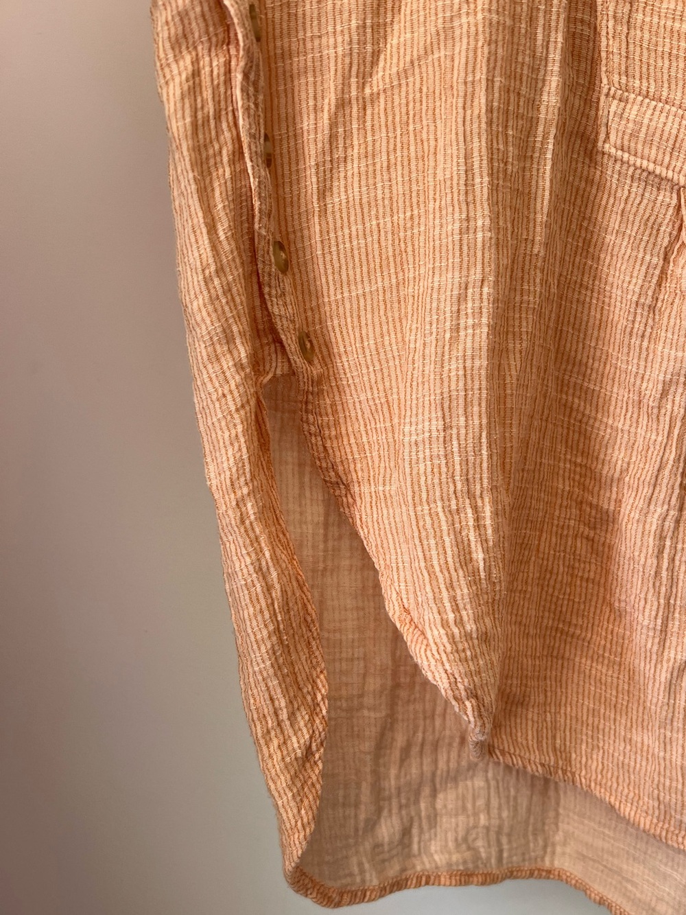 by Anthropologie Lightweight Peach Stripe Gauze Cotton Tunic Popover Blouse - Picture 8 of 14